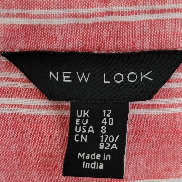 3/$25 New Look Soft Red & White Striped Cotton Tie- Front Shirt - Picture 3 of 8